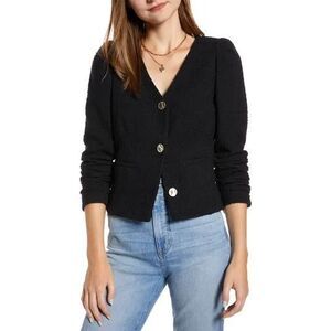 Something Navy Black Tweed Crop Blazer Size M